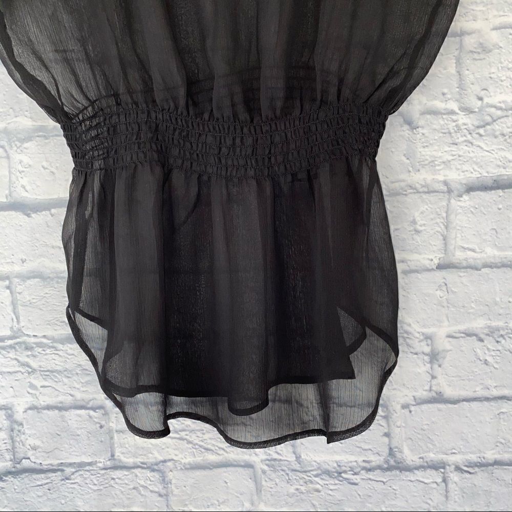 Express sheer top w/cinch waist black size small - Picture 3 of 12